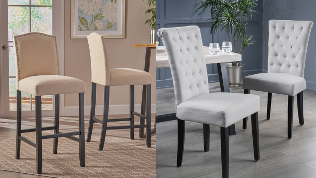 Shop Overstock’s Spring Black Friday SaleChristopher Knight Home Fabric Backed Barstool (Set of 2) | $170 | OverstockVenetian Tufted Dining Chairs (Set of 2) | $179 | Overstock